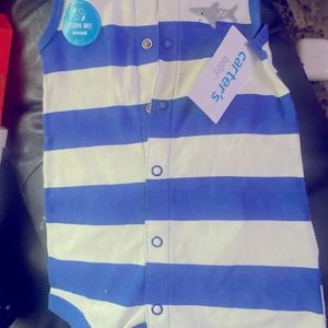 White blue 3 month one piece bundle with white blue infant shoes